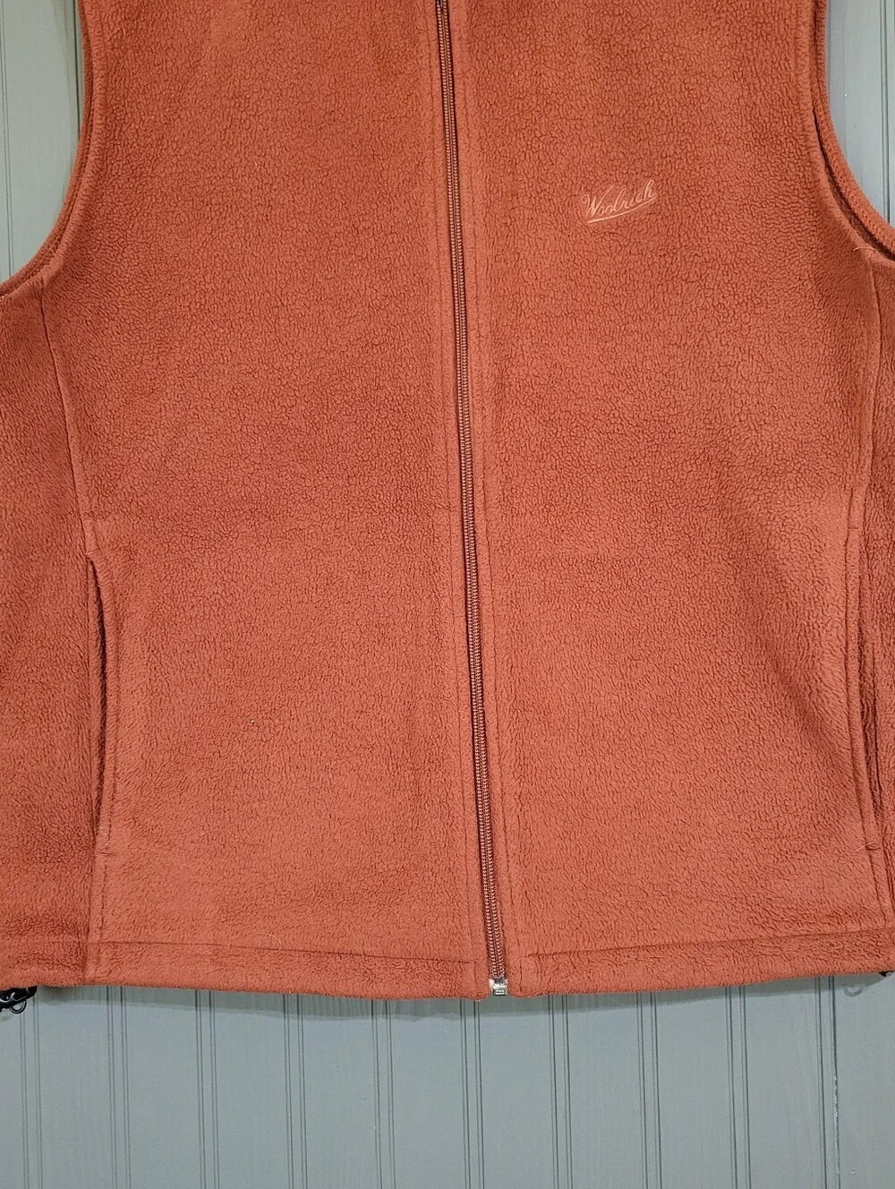 Woolrich Fleece Full-Zip Vest Sleeveless Pockets Burnt Orange Men's Large